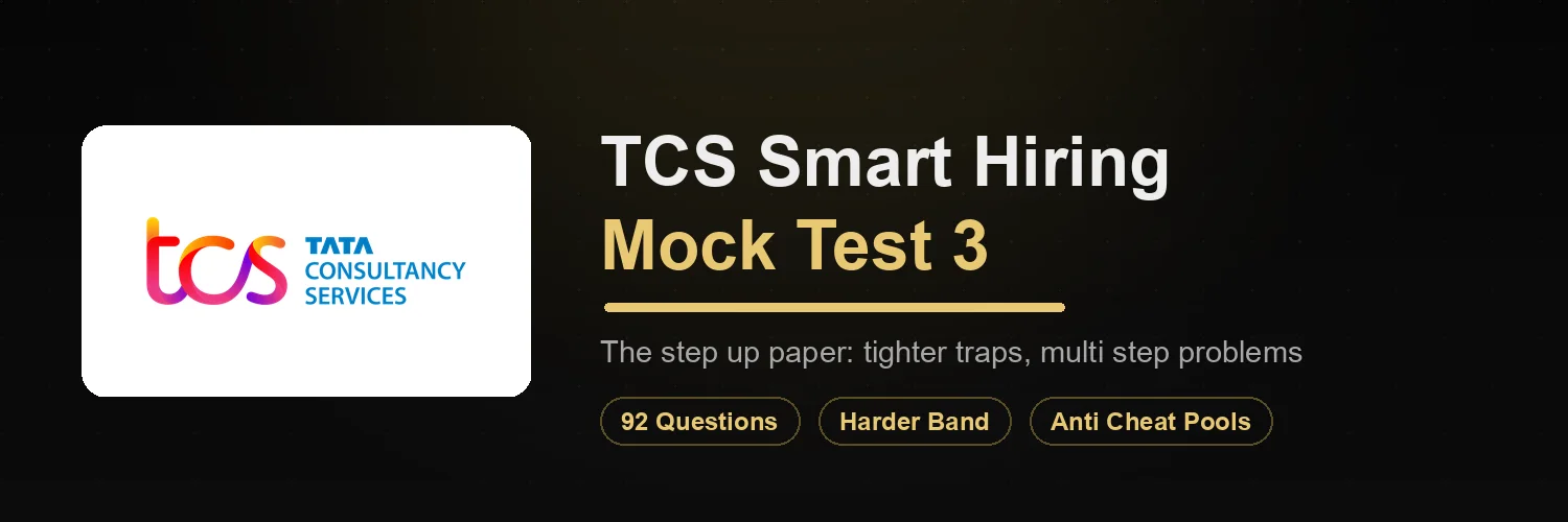 TCS Smart Hiring Mock Test 3, the step up paper with multi step problems and anti cheating pools